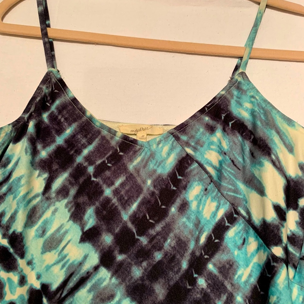 Spaghetti strap long elegant tie-dye